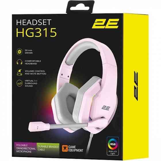 Наушники 2E Hg315 Gaming Headset, Wired, RGB, USB, Pink Тбилиси