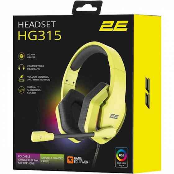 Наушники 2E Hg315 Gaming Headset, Wired, RGB, USB, Yellow Тбилиси