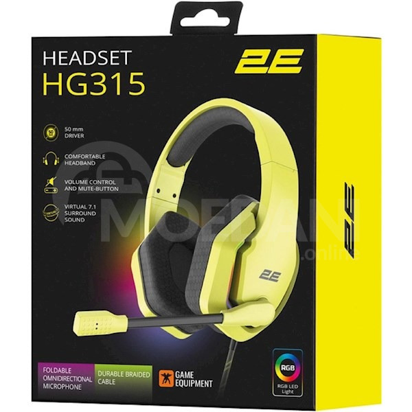 Наушники 2E Hg315 Gaming Headset, Wired, RGB, USB, Yellow Тбилиси - изображение 5