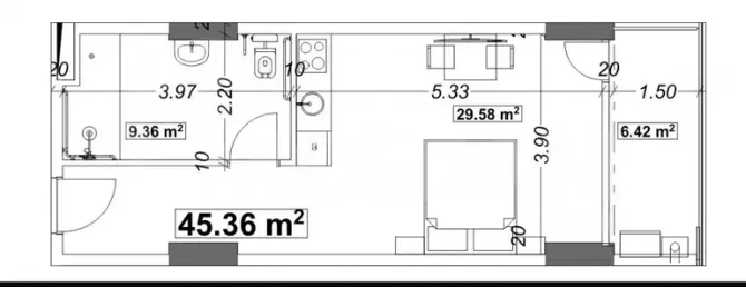 Продам 1-к. квартиру 45.36м² 9/18 эт. Батуми - изображение 3