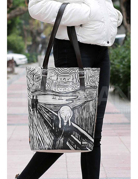 Dogo - Women Vegan Leather Black Shoulder Bag - Edvard Munch The Scream Muse Design თბილისი - photo 4