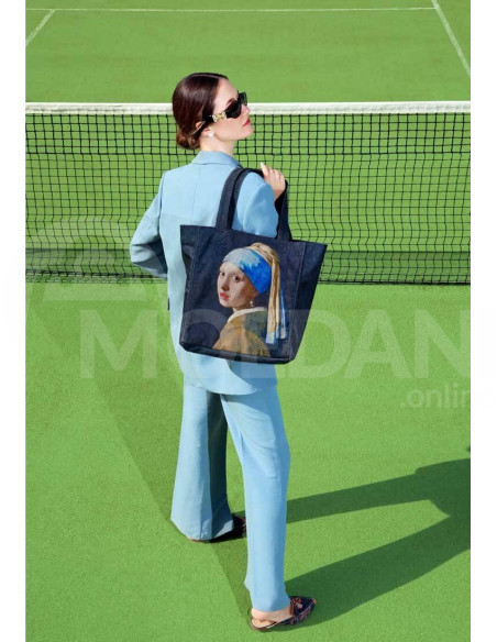 Dogo - Women Vegan Black Large Tote Bag - Girl with a Pearl Earring Design Tbilisi - photo 2