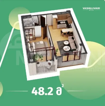 Продам 2-к. квартиру 48.3м² 2/8 эт. Тбилиси - изображение 1