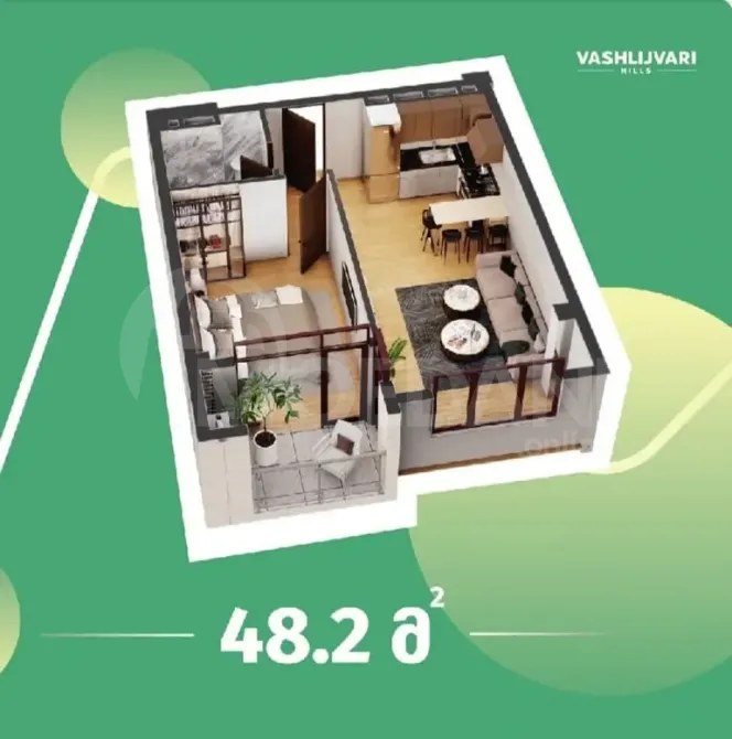 Продам 2-комн. квартиру 48.3м² 2/8 эт. Тбилиси - изображение 1