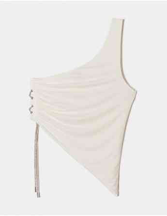Tally Weijl - White Asymmetric Top with Strass Detail Tbilisi