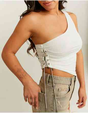 Tally Weijl - White Asymmetric Top with Strass Detail Tbilisi