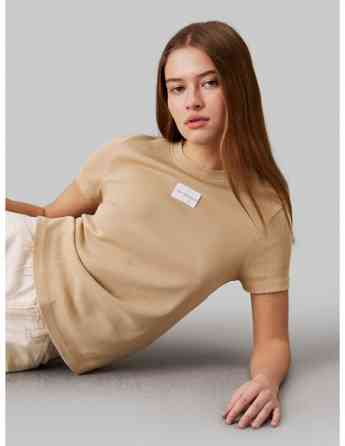 CALVIN KLEIN - WASHED WOVEN LABEL RIB BABY TEE Tbilisi