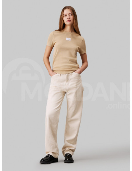 CALVIN KLEIN - WASHED WOVEN LABEL RIB BABY TEE Тбилиси - изображение 2