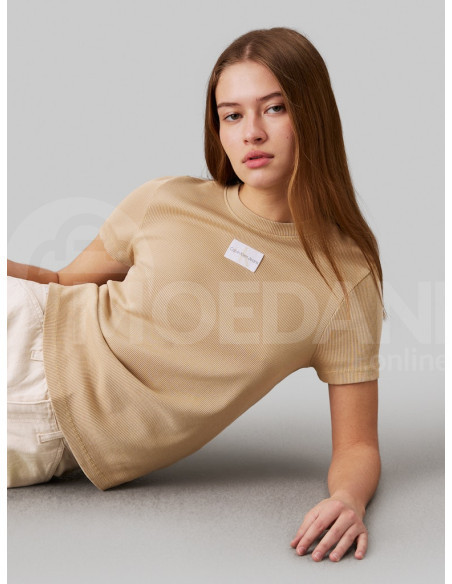 CALVIN KLEIN - WASHED WOVEN LABEL RIB BABY TEE Тбилиси - изображение 4