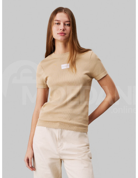 CALVIN KLEIN - WASHED WOVEN LABEL RIB BABY TEE Тбилиси - изображение 1