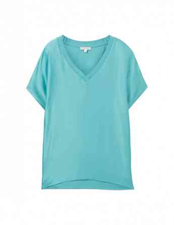Tom Tailor - T-SHIRT V-NECK SATEEN FABMIX თბილისი