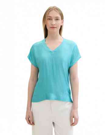 Tom Tailor - T-SHIRT V-NECK SATEEN FABMIX თბილისი