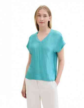 Tom Tailor - T-SHIRT V-NECK SATEEN FABMIX თბილისი