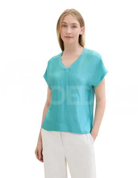 Tom Tailor - T-SHIRT V-NECK SATEEN FABMIX თბილისი - photo 3