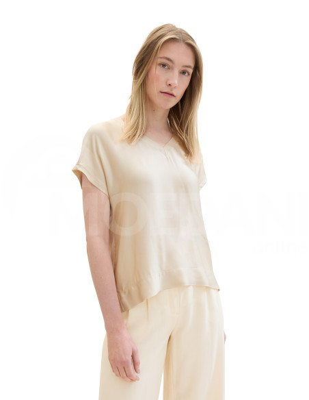 Tom Tailor - T-SHIRT V-NECK SATEEN FABMIX თბილისი - photo 3