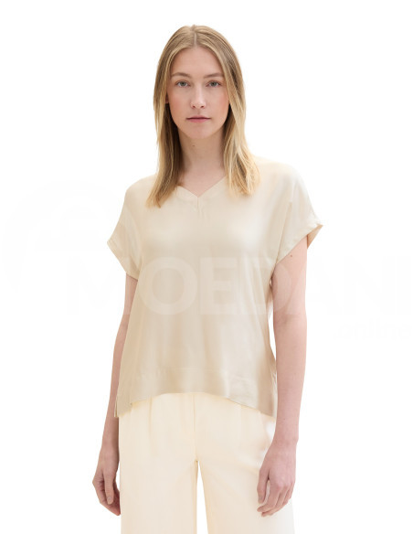 Tom Tailor - T-SHIRT V-NECK SATEEN FABMIX თბილისი - photo 1