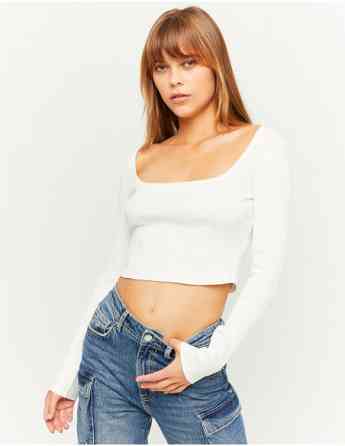 Tally Weijl - WHITE BASIC LONG SLEEVES T-SHIRT თბილისი