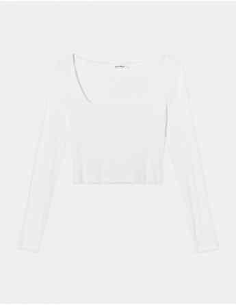 Tally Weijl - WHITE BASIC LONG SLEEVES T-SHIRT თბილისი