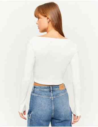 Tally Weijl - WHITE BASIC LONG SLEEVES T-SHIRT თბილისი
