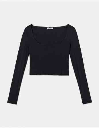Tally Weijl - BLACK BASIC LONG SLEEVES T-SHIRT თბილისი