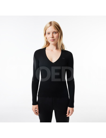 Lacoste - WOMEN'S SEAMLESS RIBBED V-NECK SWEATER თბილისი - photo 1