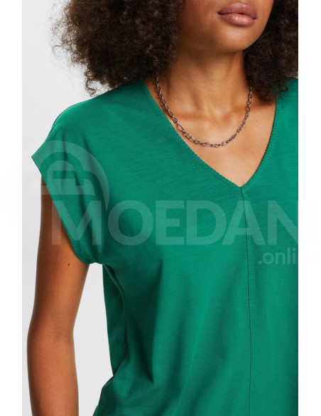 ESPRIT - V-neck T-shirt with decorative stitch, 100% cotton თბილისი - photo 4