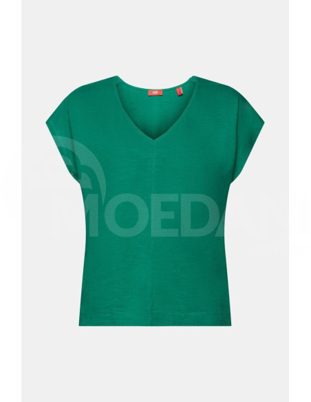 ESPRIT - V-neck T-shirt with decorative stitch, 100% cotton თბილისი - photo 5