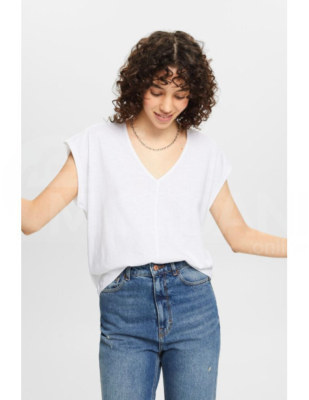 ESPRIT - V-neck T-shirt with decorative stitch, 100% cotton თბილისი - photo 1