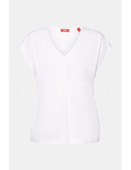 ESPRIT - V-neck T-shirt with decorative stitch, 100% cotton თბილისი - photo 5