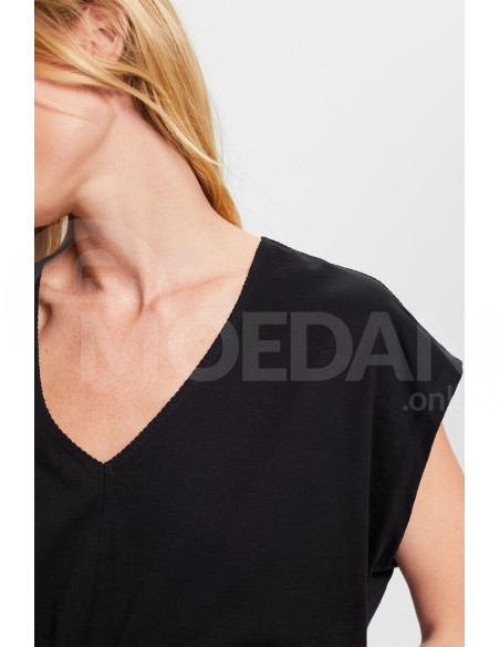 ESPRIT - V-neck T-shirt with decorative stitch, 100% cotton თბილისი - photo 5