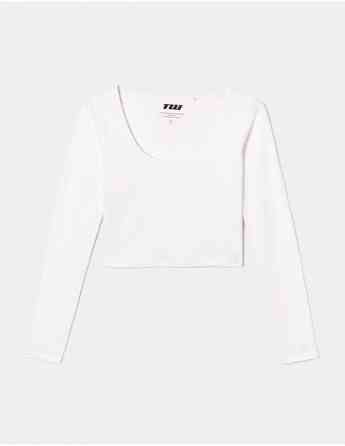 Tally Weijl - WHITE CROPPED BASIC TOP Tbilisi