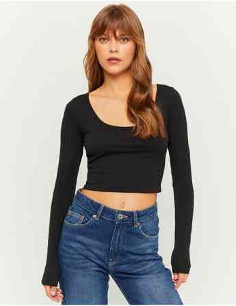 Tally Weijl - BLACK CROPPED BASIC TOP Tbilisi