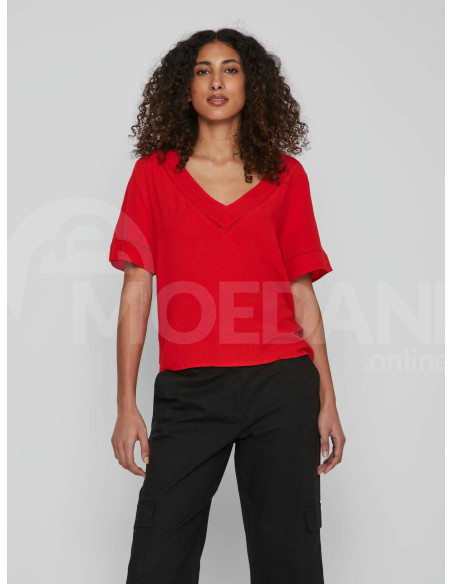 VILA - VIMESA DETAIL V-NECK S/S TOP/SU - NOOS Тбилиси - изображение 1