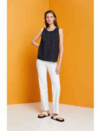 ESPRIT - Sleeveless linen blend blouse with floral print თბილისი