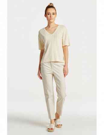 Gant - GANT LINEN RIB SS V-NECK T-SHIRT თბილისი