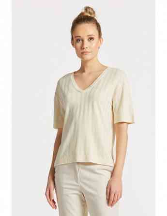 Gant - GANT LINEN RIB SS V-NECK T-SHIRT თბილისი