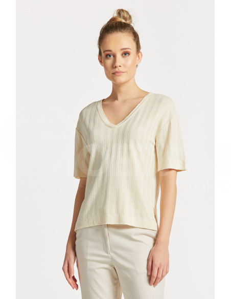 Gant - GANT LINEN RIB SS V-NECK T-SHIRT თბილისი - photo 1