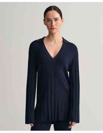 Gant - Rib Knit Open Collar Sweater თბილისი