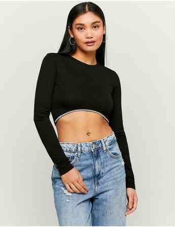 Tally Weijl - BLACK CROPPED TOP WITH STRASS თბილისი