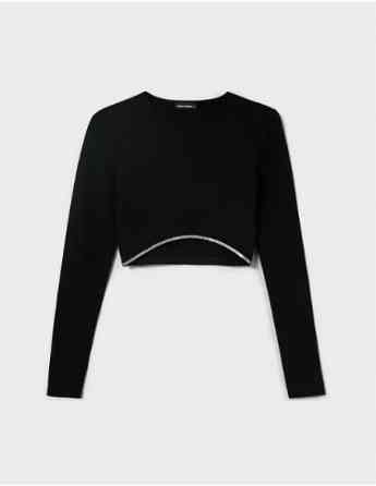 Tally Weijl - BLACK CROPPED TOP WITH STRASS თბილისი