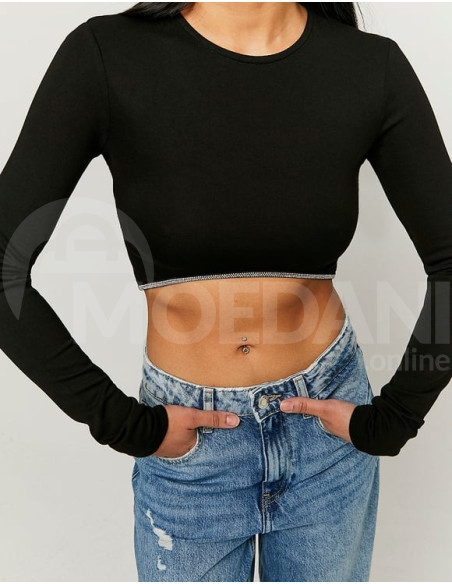 Tally Weijl - BLACK CROPPED TOP WITH STRASS Тбилиси - изображение 4