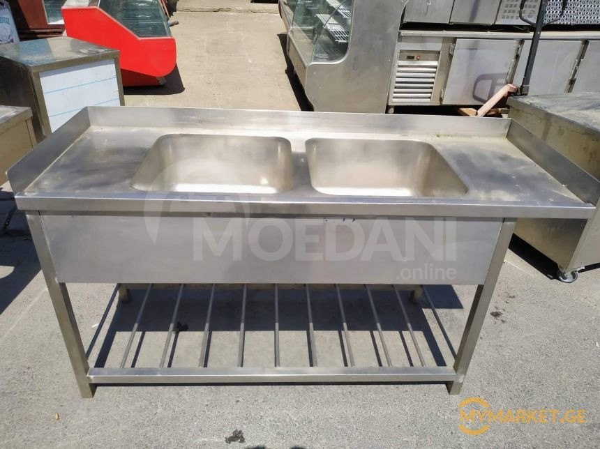 უჟანგავი ლითონის 2 ნიჟარიანი მაგიდა ევროპიდან+განვადება თბილისი - photo 1