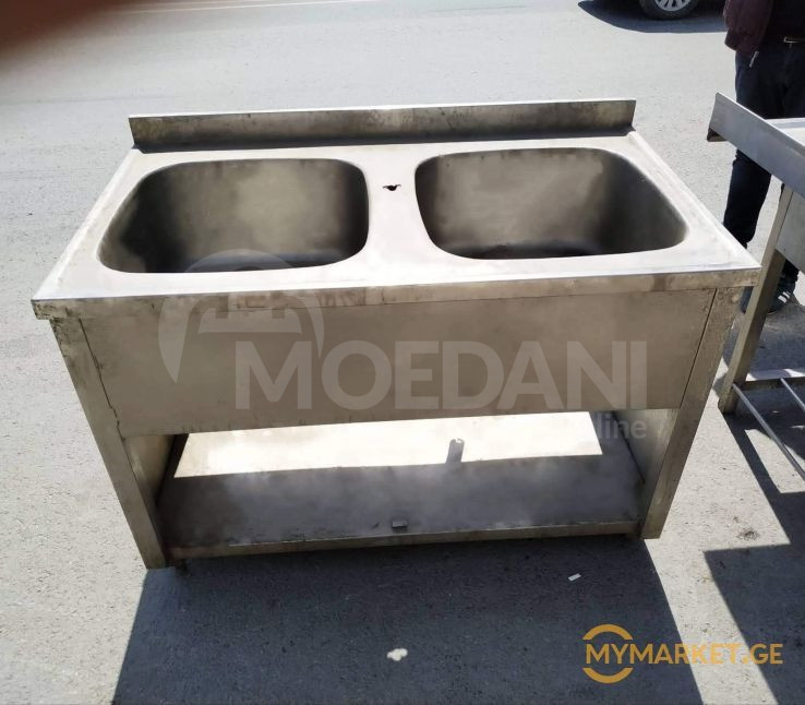 უჟანგავი ლითონის ორნიჟარიანი მაგიდა ევროპიდან+განვადება თბილისი - photo 1