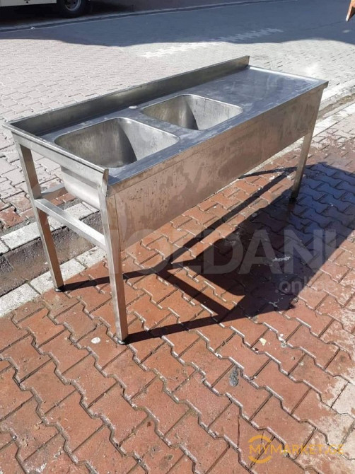 უჟანგავი ლითონის 2 ნიჟარიანი სამუშაო მაგიდა ევროპიდან+განვად თბილისი - photo 1