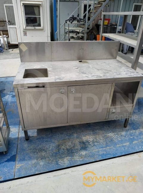 უჟანგავი ლითონის ნიჟარიანი მაგიდა სათავოსებით ევროპიდან+განვ თბილისი - photo 1