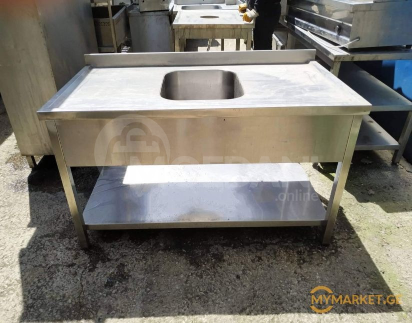 უჟანგავი ლითონის სამუშაო მაგიდა ნიჟარით+თარო ევროპიდან+განვა თბილისი - photo 1