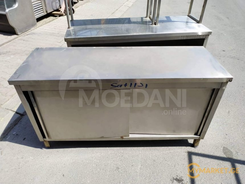 უჟანგავი ლითონის სამუშაო მაგიდა კარებებით და სათავსოებით ევრ თბილისი - photo 2