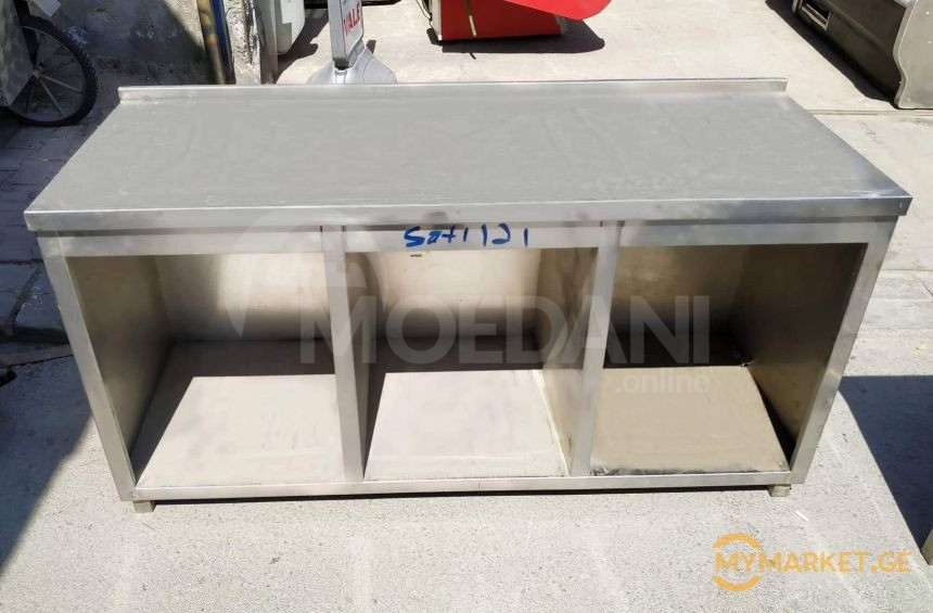 უჟანგავი ლითონის სამუშაო მაგიდა ქვედა სამი განყოფილებით ევრო თბილისი - photo 1