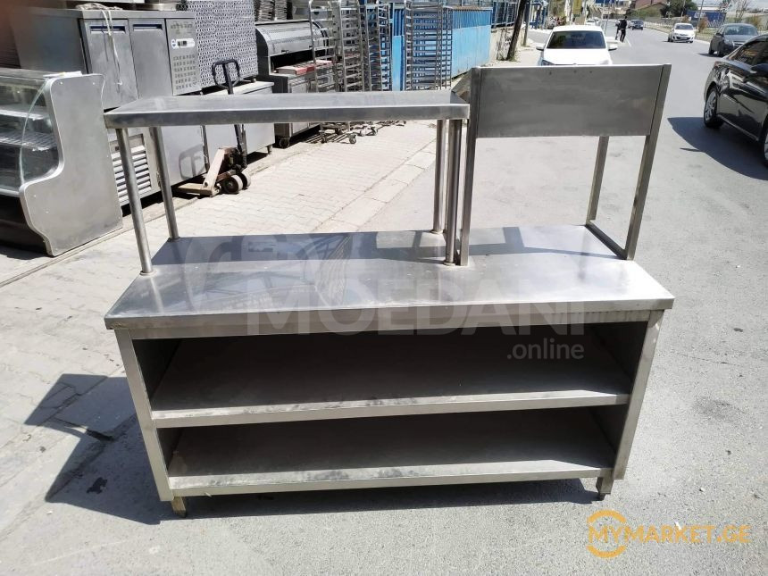 უჟანგავი ლითონის სამუშაო მაგიდა თაროებით, და საჭმლის ხაზით ე თბილისი - photo 2