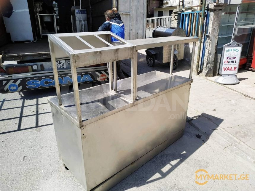 უჟანგავი ლითონის სამუშაო მაგიდა თაროებით, და საჭმლის ხაზით ე თბილისი - photo 1